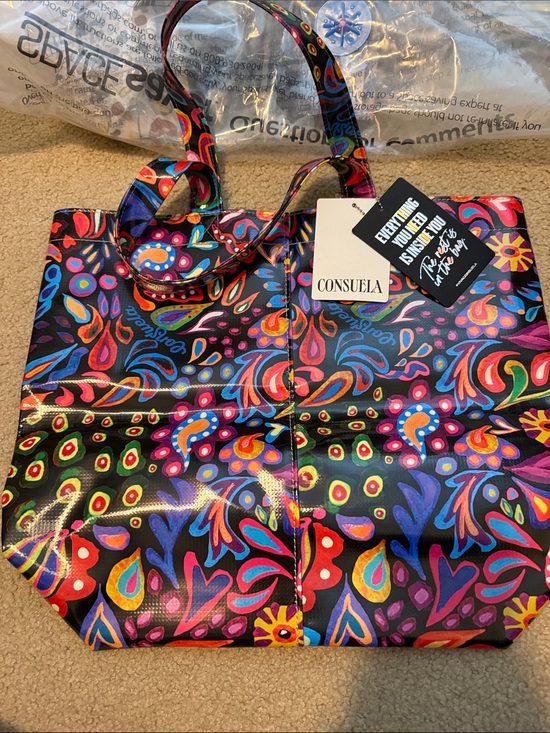 Consuela Handbags - Consuela Black Multicolor Paisley Floral Tote